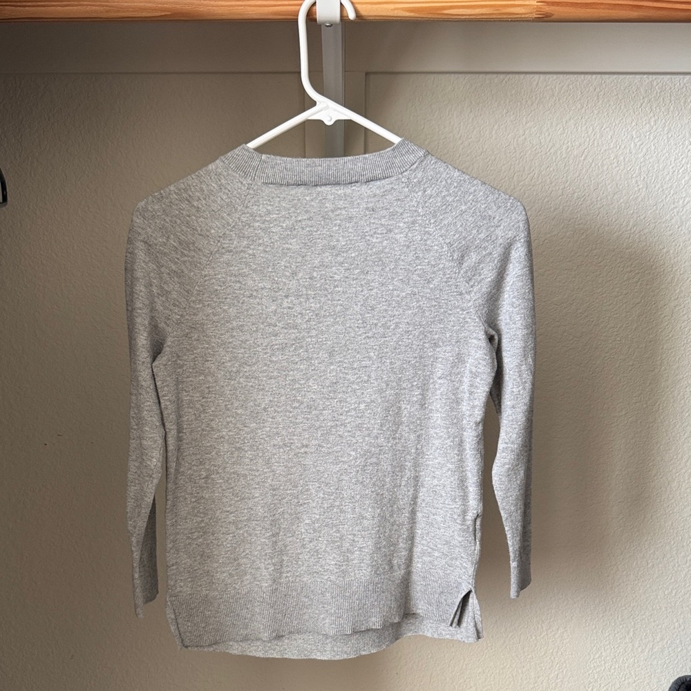 LOFT Gray Crewneck Sweater with Embroidered Bicycle and Floral Basket - Picture 5 of 5